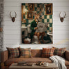 Joycorners Deer Reading Newspaper in Bathroom Wrapped Canvas