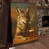 Joycorners Wolf with Beer Glass and Smoke Wrapped Canvas