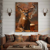 Joycorners Deer with Beer Mug and Smoke Wrapped Canvas