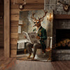 Joycorners Deer Reading DeerNews in Bathroom Wrapped Canvas