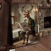 Joycorners Deer Reading DeerNews in Bathroom Wrapped Canvas