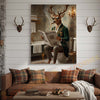Joycorners Deer Reading DeerNews in Bathroom Wrapped Canvas