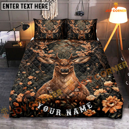Joycorners Woodland Deer Floral Bedding Set 3D Print Custom Name