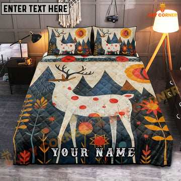 Joycorners Nordic Reindeer Forest Bedding Set 3D Print Custom Name