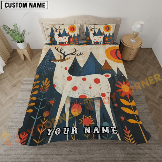 Joycorners Nordic Reindeer Forest Bedding Set 3D Print Custom Name