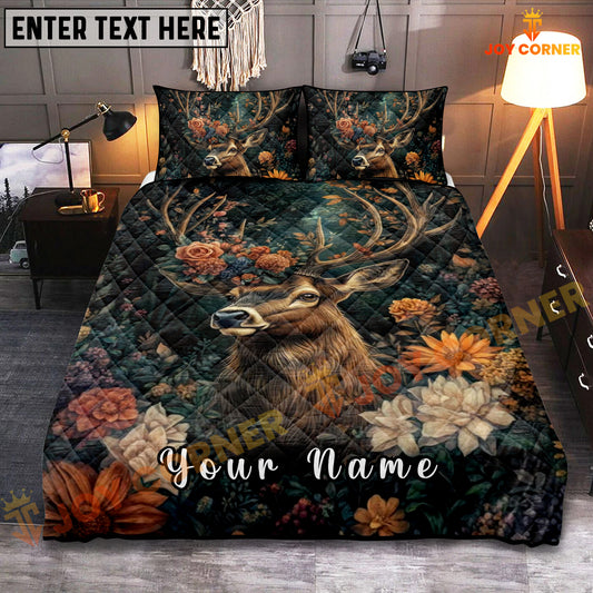 Joycorners Royal Deer Bloom Bedding Set 3D Print Custom Name