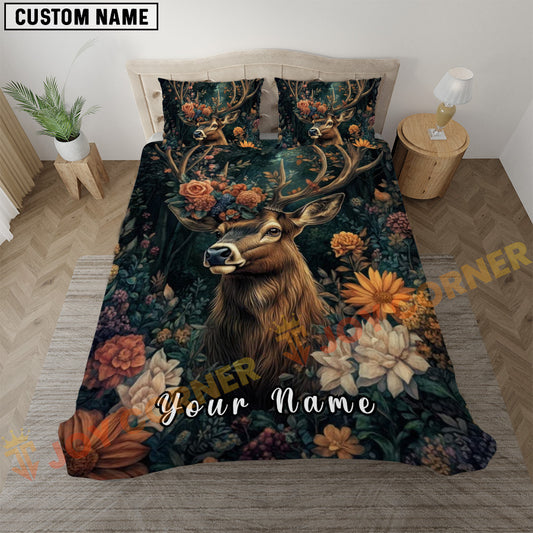 Joycorners Royal Deer Bloom Bedding Set 3D Print Custom Name