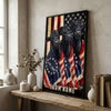 Joycorners Patriotic Black Angus Cow Trio Wrapped in American Flag 1776–2026 Personalized Name 3D Canvas Poster