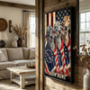 Joycorners Patriotic Brahman Cow Trio Wrapped in American Flag 1776–2026 Personalized Name 3D Canvas Poster