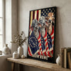 Joycorners Patriotic Brahman Cow Trio Wrapped in American Flag 1776–2026 Personalized Name 3D Canvas Poster