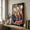 Joycorners Patriotic Charolais Cow Trio Wrapped in American Flag 1776–2026 Personalized Name 3D Canvas Poster