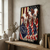 Joycorners Patriotic Hereford Cow Trio Wrapped in American Flag 1776–2026 Personalized Name 3D Canvas Poster