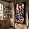 Joycorners Patriotic Hereford Cow Trio Wrapped in American Flag 1776–2026 Personalized Name 3D Canvas Poster