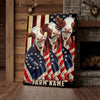 Joycorners Patriotic Hereford Cow Trio Wrapped in American Flag 1776–2026 Personalized Name 3D Canvas Poster