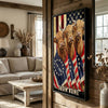 Joycorners Patriotic Highland Cow Trio Wrapped in American Flag 1776–2026 Personalized Name 3D Canvas Poster