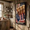 Joycorners Patriotic Highland Cow Trio Wrapped in American Flag 1776–2026 Personalized Name 3D Canvas Poster