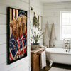 Joycorners Patriotic Highland Cow Trio Wrapped in American Flag 1776–2026 Personalized Name 3D Canvas Poster