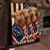 Joycorners Patriotic Highland Cow Trio Wrapped in American Flag 1776–2026 Personalized Name 3D Canvas Poster