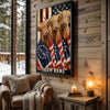 Joycorners Patriotic Highland Cow Trio Wrapped in American Flag 1776–2026 Personalized Name 3D Canvas Poster