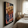 Joycorners Patriotic Highland Cow Trio Wrapped in American Flag 1776–2026 Personalized Name 3D Canvas Poster