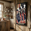 Joycorners Patriotic Holstein Cow Trio Wrapped in American Flag 1776–2026 Personalized Name 3D Canvas Poster