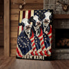 Joycorners Patriotic Holstein Cow Trio Wrapped in American Flag 1776–2026 Personalized Name 3D Canvas Poster