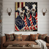 Joycorners Patriotic Holstein Cow Trio Wrapped in American Flag 1776–2026 Personalized Name 3D Canvas Poster