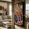 Joycorners Patriotic Jersey Cow Trio Wrapped in American Flag 1776–2026 Personalized Name 3D Canvas Poster