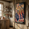 Joycorners Patriotic Jersey Cow Trio Wrapped in American Flag 1776–2026 Personalized Name 3D Canvas Poster
