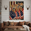 Joycorners Patriotic Jersey Cow Trio Wrapped in American Flag 1776–2026 Personalized Name 3D Canvas Poster