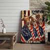 Joycorners Patriotic Texas Longhorn Cow Trio Wrapped in American Flag 1776–2026 Personalized Name 3D Canvas Poster