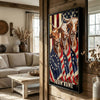 Joycorners Patriotic Texas Longhorn Cow Trio Wrapped in American Flag 1776–2026 Personalized Name 3D Canvas Poster