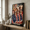 Joycorners Patriotic Texas Longhorn Cow Trio Wrapped in American Flag 1776–2026 Personalized Name 3D Canvas Poster