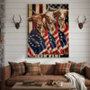 Joycorners Patriotic Texas Longhorn Cow Trio Wrapped in American Flag 1776–2026 Personalized Name 3D Canvas Poster