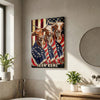 Joycorners Patriotic Texas Longhorn Cow Trio Wrapped in American Flag 1776–2026 Personalized Name 3D Canvas Poster