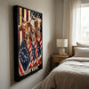 Joycorners Patriotic Texas Longhorn Cow Trio Wrapped in American Flag 1776–2026 Personalized Name 3D Canvas Poster