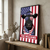 Joycorners Patriotic Black Angus Cow Wearing USA Flag Bandana and Sunglasses Patriotic Style Personalized Name 3D Canvas Poster