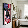 Joycorners Patriotic Black Angus Cow Wearing USA Flag Bandana and Sunglasses Patriotic Style Personalized Name 3D Canvas Poster