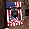 Joycorners Patriotic Black Angus Cow Wearing USA Flag Bandana and Sunglasses Patriotic Style Personalized Name 3D Canvas Poster