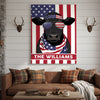 Joycorners Patriotic Black Angus Cow Wearing USA Flag Bandana and Sunglasses Patriotic Style Personalized Name 3D Canvas Poster