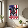 Joycorners Patriotic Black Angus Cow Wearing USA Flag Bandana and Sunglasses Patriotic Style Personalized Name 3D Canvas Poster