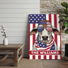 Joycorners Patriotic Brahman Cow Wearing USA Flag Bandana and Sunglasses Patriotic Style Personalized Name 3D Canvas Poster
