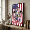 Joycorners Patriotic Brahman Cow Wearing USA Flag Bandana and Sunglasses Patriotic Style Personalized Name 3D Canvas Poster