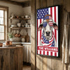 Joycorners Patriotic Brahman Cow Wearing USA Flag Bandana and Sunglasses Patriotic Style Personalized Name 3D Canvas Poster