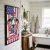 Joycorners Patriotic Brahman Cow Wearing USA Flag Bandana and Sunglasses Patriotic Style Personalized Name 3D Canvas Poster