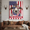 Joycorners Patriotic Brahman Cow Wearing USA Flag Bandana and Sunglasses Patriotic Style Personalized Name 3D Canvas Poster