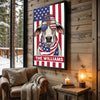 Joycorners Patriotic Brahman Cow Wearing USA Flag Bandana and Sunglasses Patriotic Style Personalized Name 3D Canvas Poster