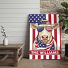 Joycorners Patriotic Charolais Cow Wearing USA Flag Bandana and Sunglasses Patriotic Style Personalized Name 3D Canvas Poster