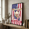 Joycorners Patriotic Charolais Cow Wearing USA Flag Bandana and Sunglasses Patriotic Style Personalized Name 3D Canvas Poster