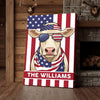 Joycorners Patriotic Charolais Cow Wearing USA Flag Bandana and Sunglasses Patriotic Style Personalized Name 3D Canvas Poster